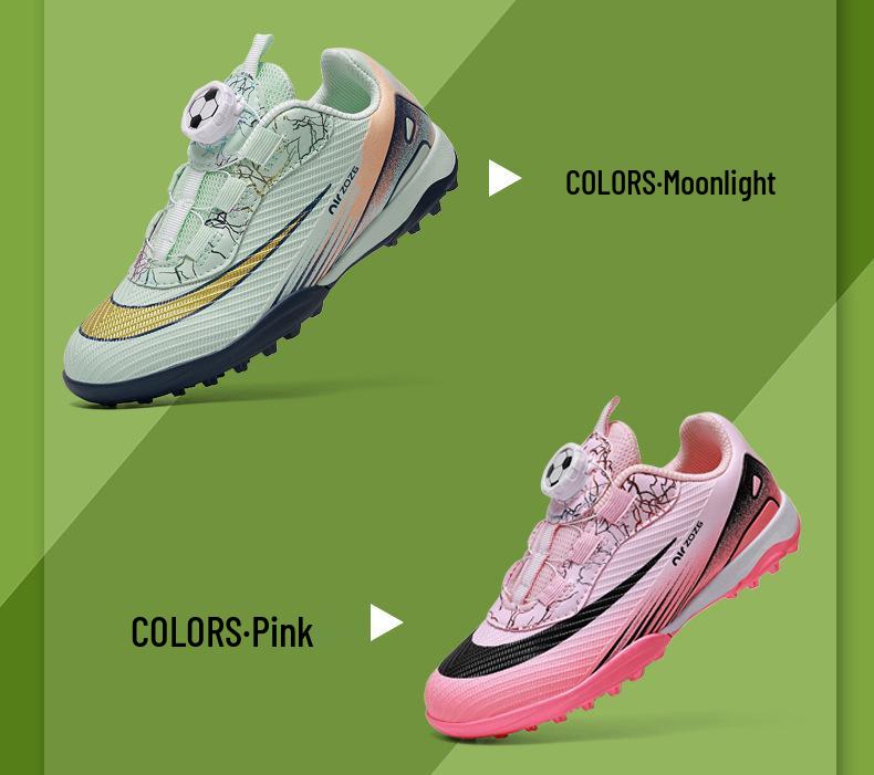 Unisex Youth Rotating Buckle Leather Football Training Shoes with Studs