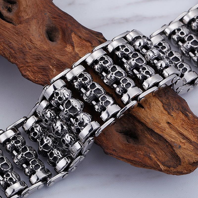 Men's Titanium Steel Skull Punk Bracelet Jewelry Accessory