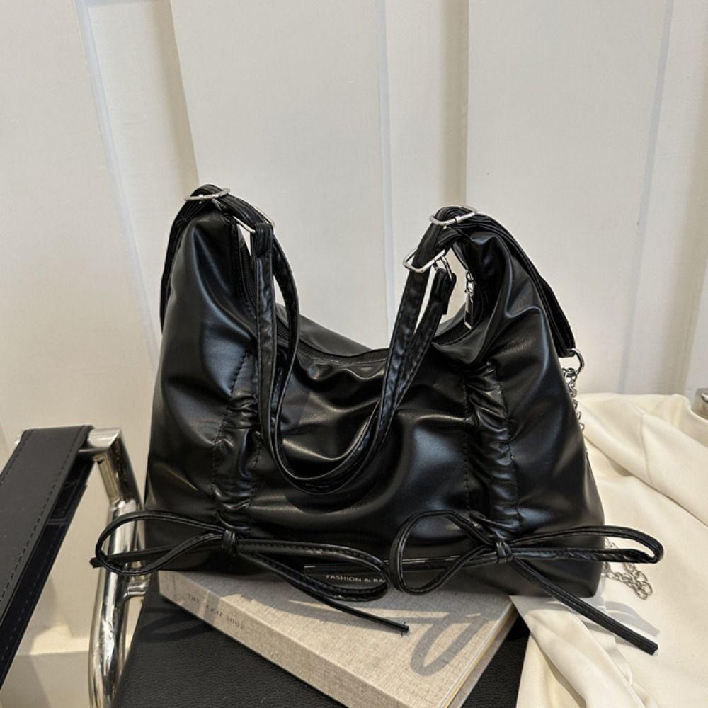 Zipper Bowknot Shoulder Bag Handbag Girl Crossbody Bag Elegant Bow Tote Bag Streetwear