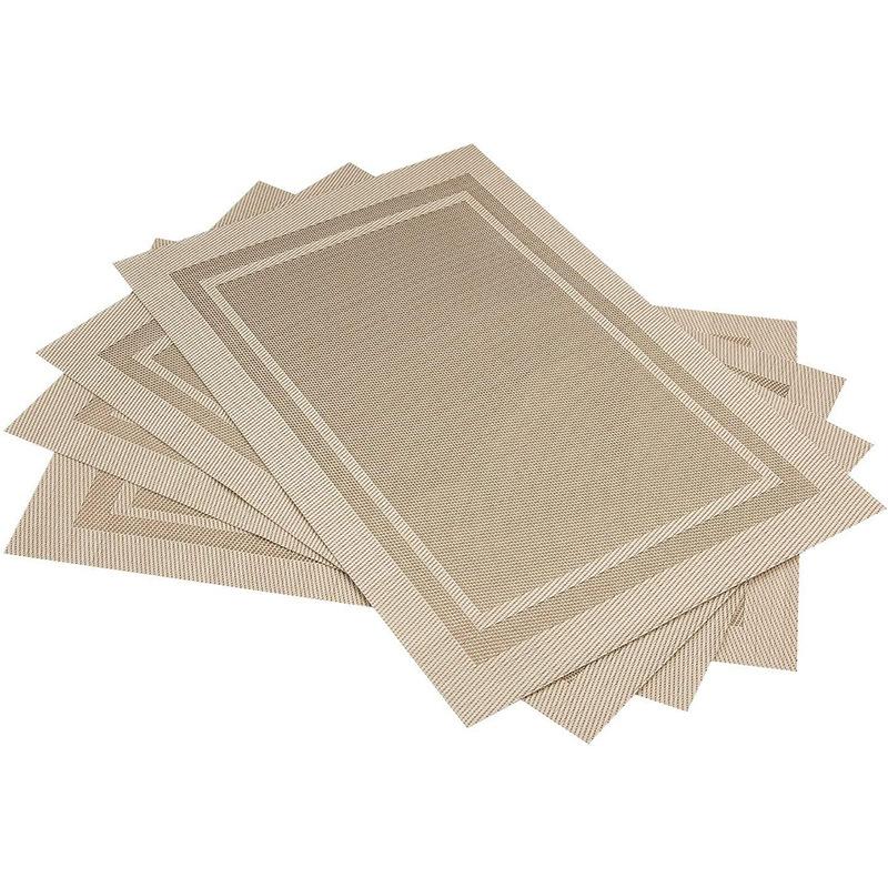 6/4pcs Rectangle Placemat Restaurant Washable PVC Durable Dining Table Weave Mats Frame Teslin Disc Bowl Coaster Non-slip Pad