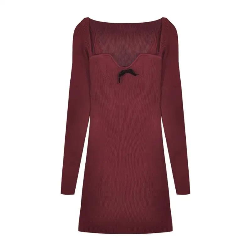 

Сексуальное платье с длинными рукавами, красное рождественское женское облегающее платье с запахом на бедрах, обтягивающее и эластичное мини-платье с квадратным вырезом от Spice Girls XL красный