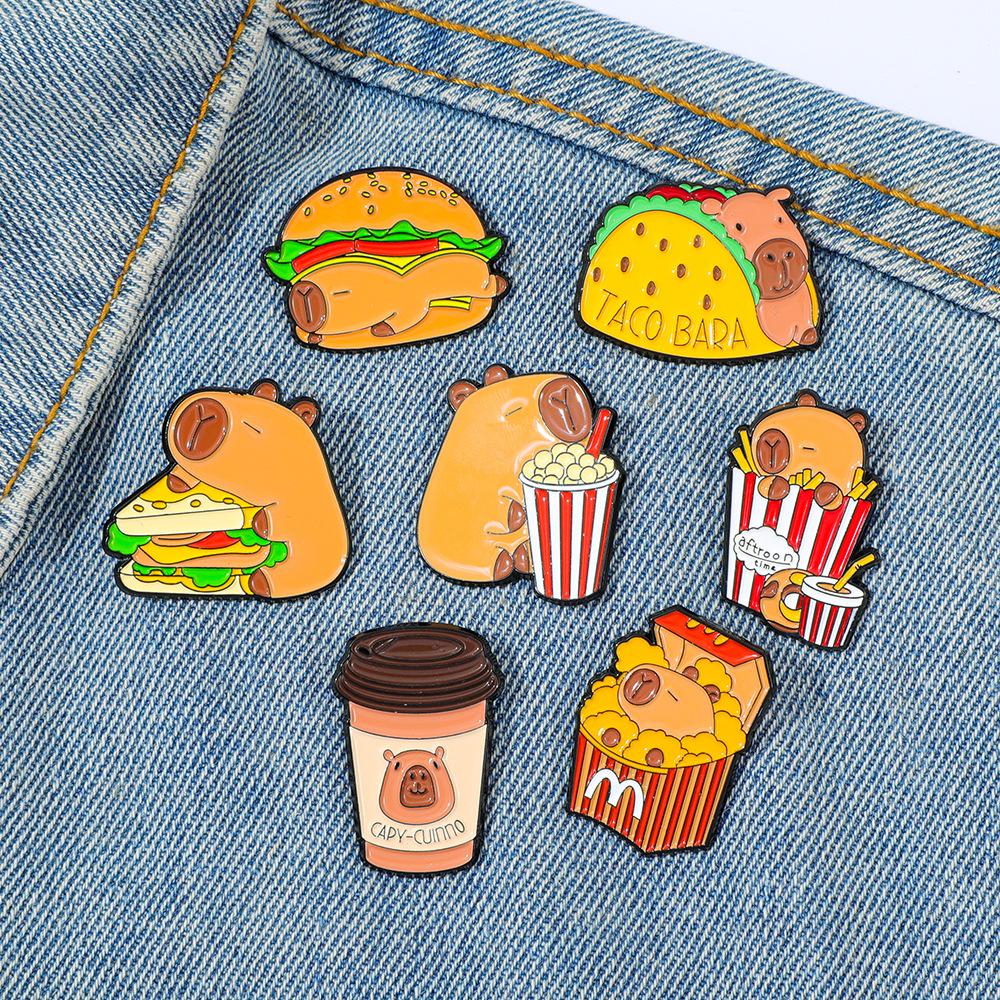 Fun creative personality kapibara metal badge physical shape small capybara alloy brooch