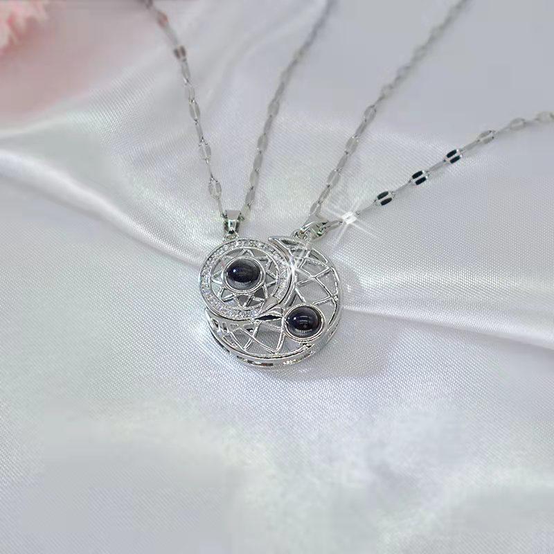 

Цепочка для ключицы «Притяжение Солнца и Луны» 100 видов, проекция языка «Я люблю тебя», парное ожерелье, простые женские украшения