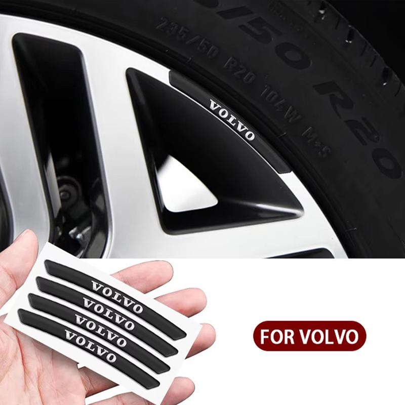 4pcs Aluminum Car Emblem Wheel Rim Stickers Decor Accessories For Volvo Rdesign T6 AWD C30 C70 S40 S60 S70 S80 S90 V40 V50 V60