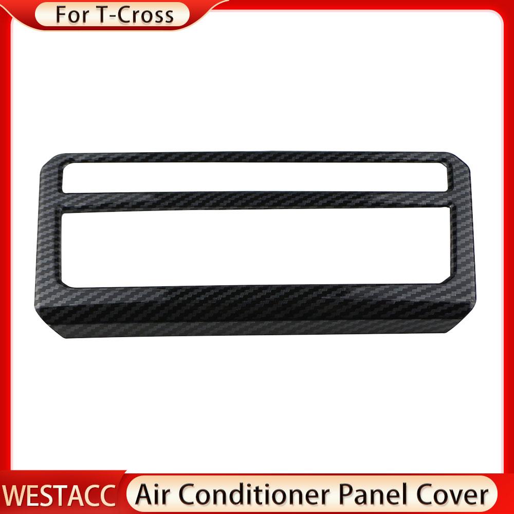 Carbon Fiber Car Air Cinditioner Button AC Knob Panel Cover Sticker Trim for Volkswagen VW T-Cross Tcross 2018-2023