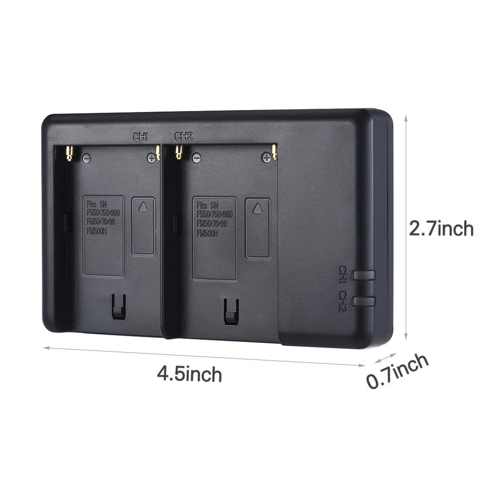 FB NP F550 Camera Battery Charger 2 Channel Micro USB Input for Sony F750 F770 F960 F970 F550 F530 F330 F570 FM50 FM70