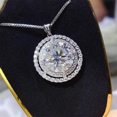 Luxury 10 Carat Double Row Moissanite Pendant - European/American Style with Diamond Tester Certificate