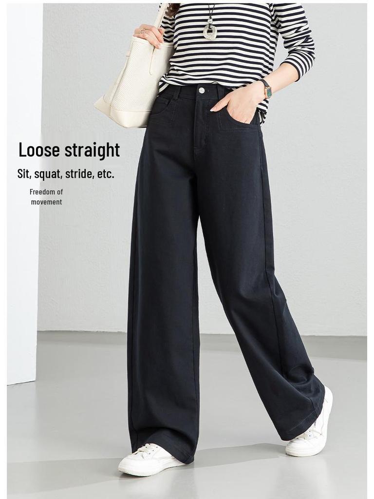 Xin Ge Women's High Waist Wide Leg Jeans: Red American Style, Loose, Slimming, Floor-Length for Spring