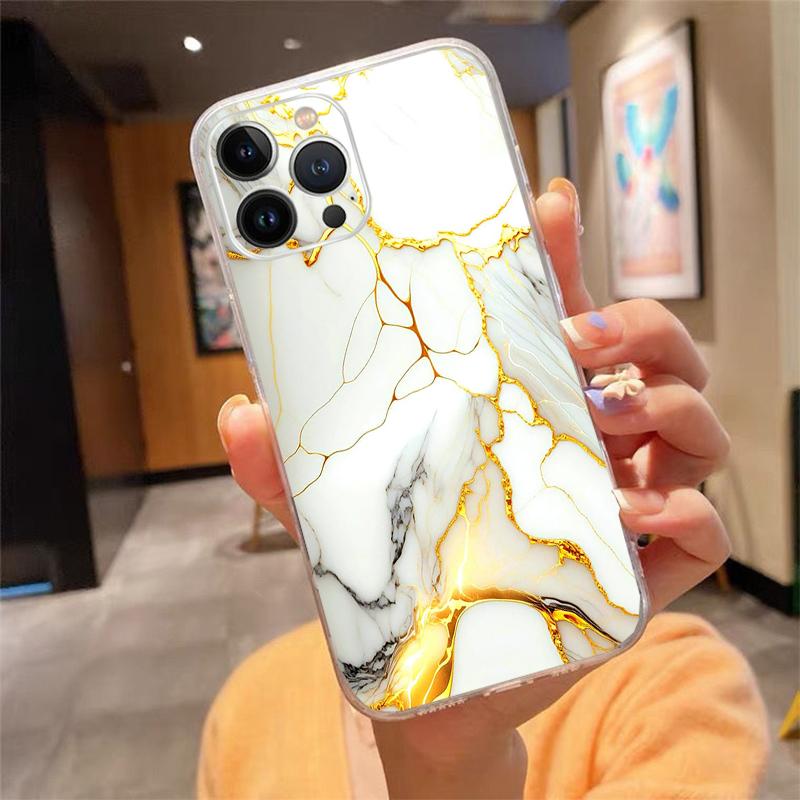 Phone Case Carcasa Funda For iPhone 16 15 13 14 11 12 Pro Max 16 14 12 13 Pro 15 Plus 16E Marble Case