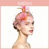Vintage Bridal Feather Headpiece With Colorful Mesh Flower For Weddings And Parties