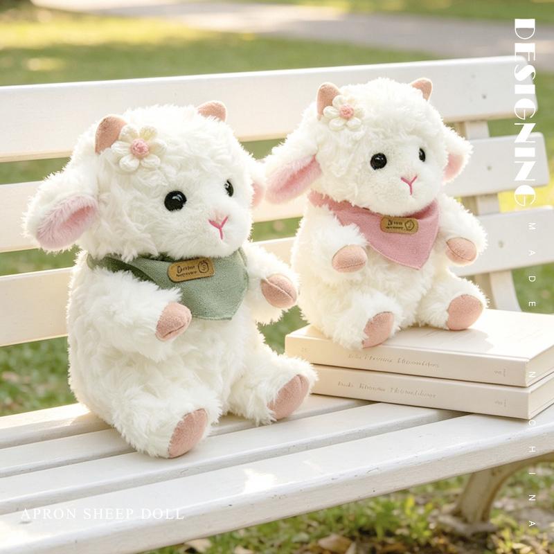 23cm Adorable Sheep Plush Toys Triangle Scarf Sheep Companion Dolls  Stuffed Plush Filled Lamb Mother’s Day For Gifts
