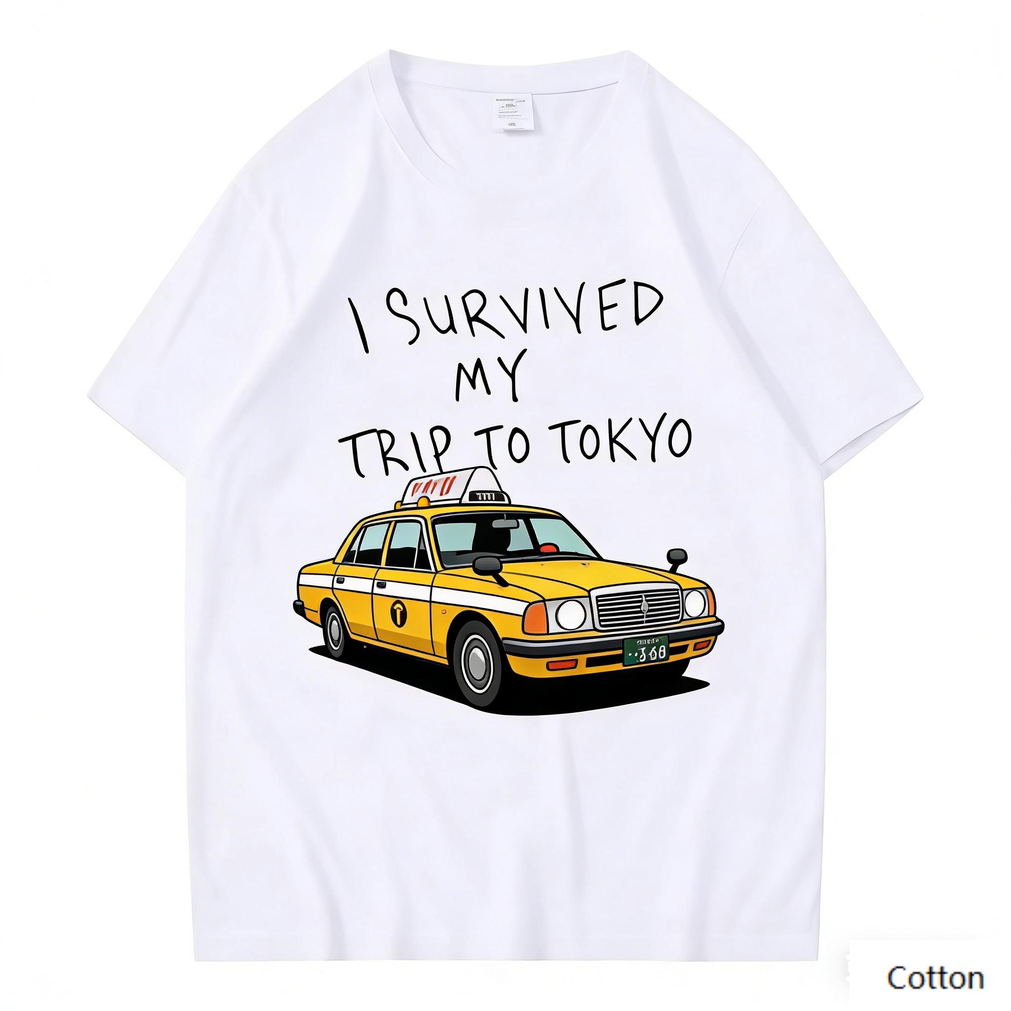 

Tokyo Travel Street Style Unisex Cotton TShirt with Humorous Slogan Print Breathable Heavyweight Fabric Regular Fit for Tokyo 4XL