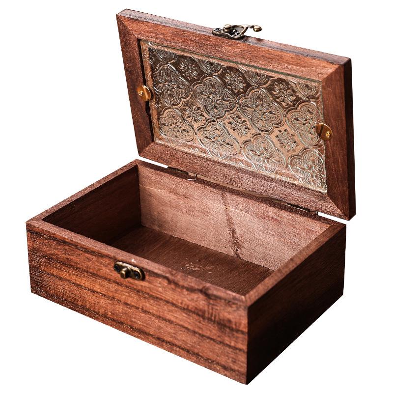 Nordic Wooden Begonia Glass Jewelry Storage Box Ornament
