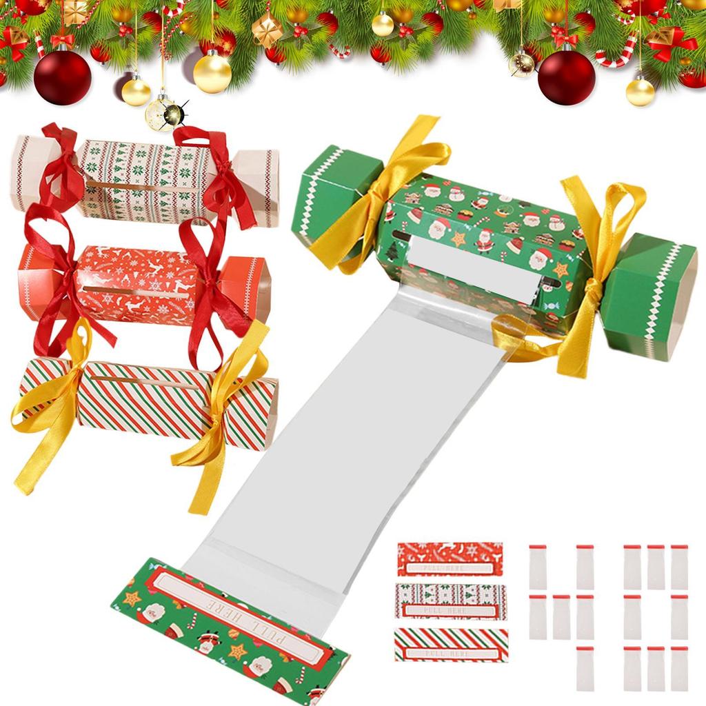 4PCS Christmas Money Gift Box Candy Shape Party Favors Christmas Surprise Money Puller Bag Christmas Candy Box For Kids