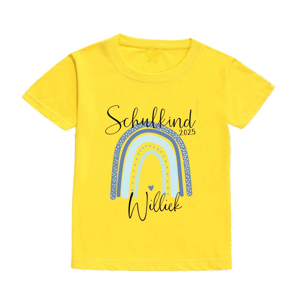 Söt skolbarns-t-shirt med namn Regnbåge Skolbarn 2025 T-shirts Personlig Första klass t-shirt Gåva första skoldagen