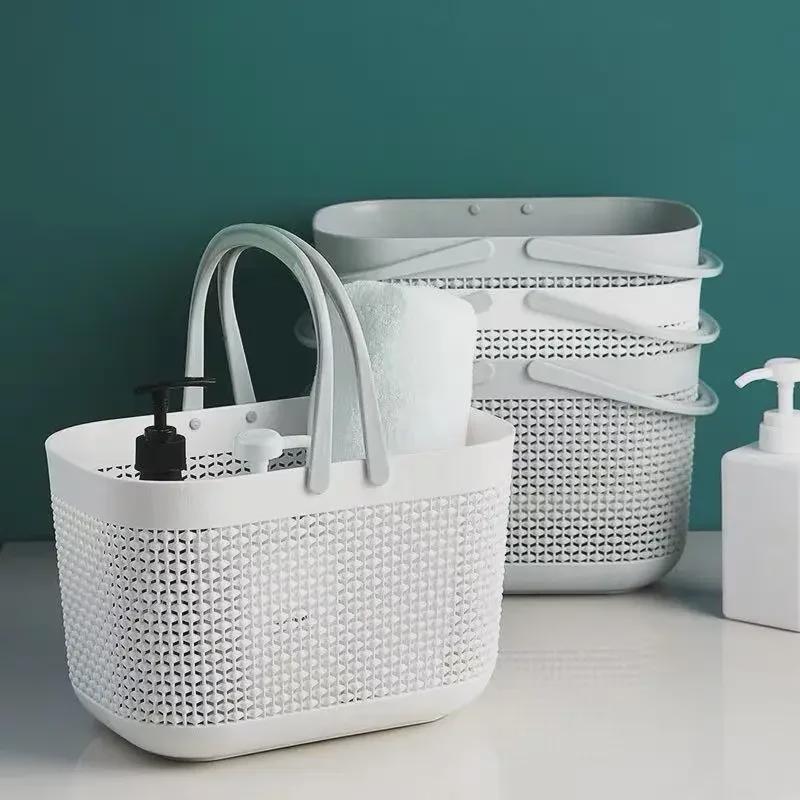 Portable Plastic Bathroom Bath Basket for Student or Bathhouse Storage