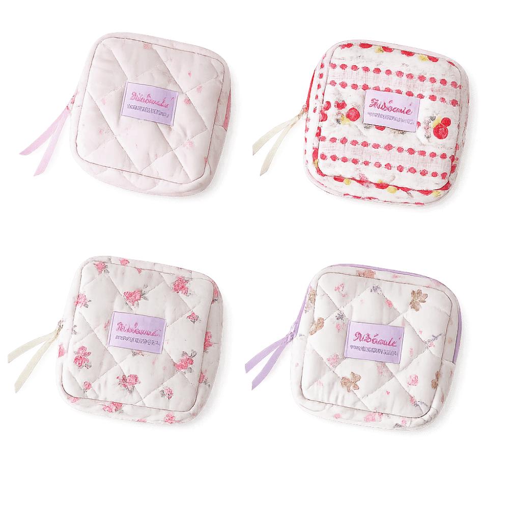 Zipper Cosmetic Storage Bag Quilted Cosmetic Pouch Portable Lipstick Organizer Pouch