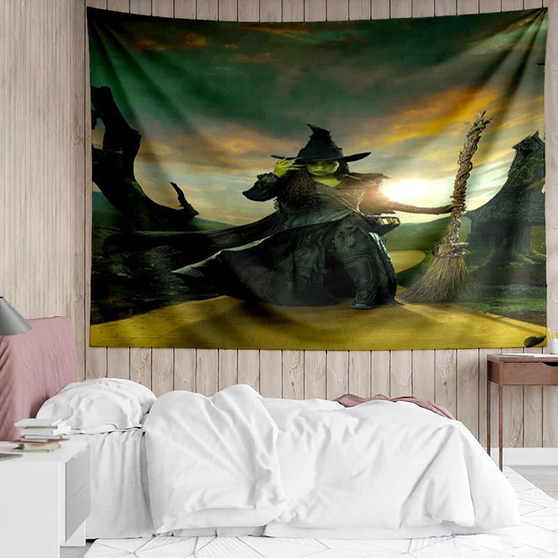 Wicked Print Tapestry, Backdrop, Easy Setup, Ideal for Bedroom, Office & Living Room, with Aesthetic Wall Hanging Decor.
