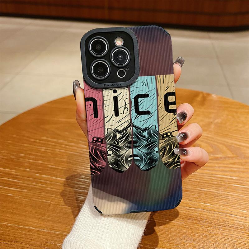 Vertical Grain Leather Shell Best Nice Printed Patterned Shockproof Soft Silicone Case with Camera Lens Full Protection for iPhone