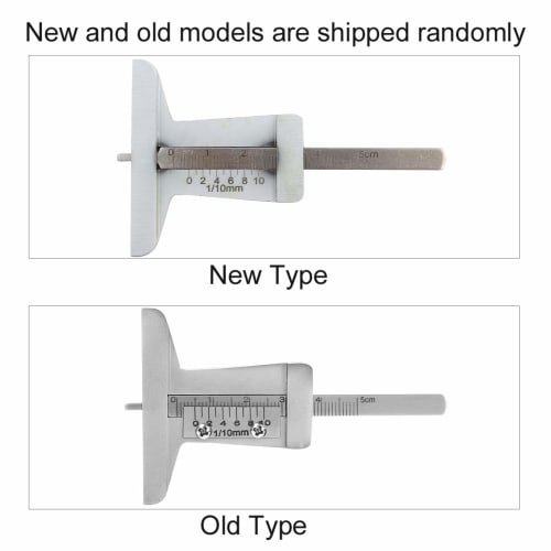 Stainless Steel Tire Tread Depth Gauge, Tire Tread Depth Ruler Meter with Caliper, Red Checker, 0-10mm, Durable and Long-Lasting, for Cars, Trucks, an