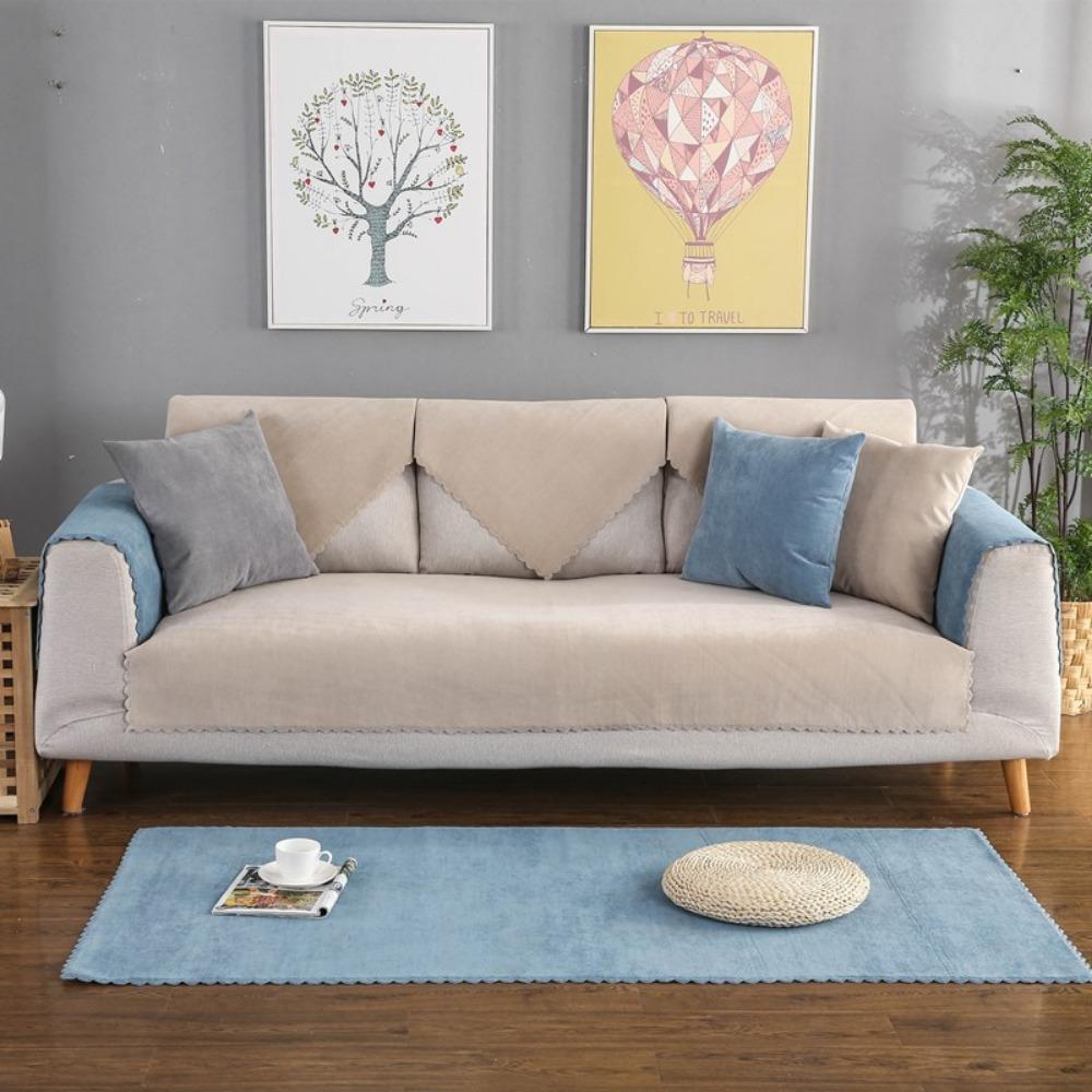 

Waterproof Sofa Cushion Cover Slip Resistant Universal for All Seasons Simple Fabric Full Cover 70*70