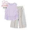 Fuluomi Girls' Summer Korean Casual Top & Wide-Leg Pants Set