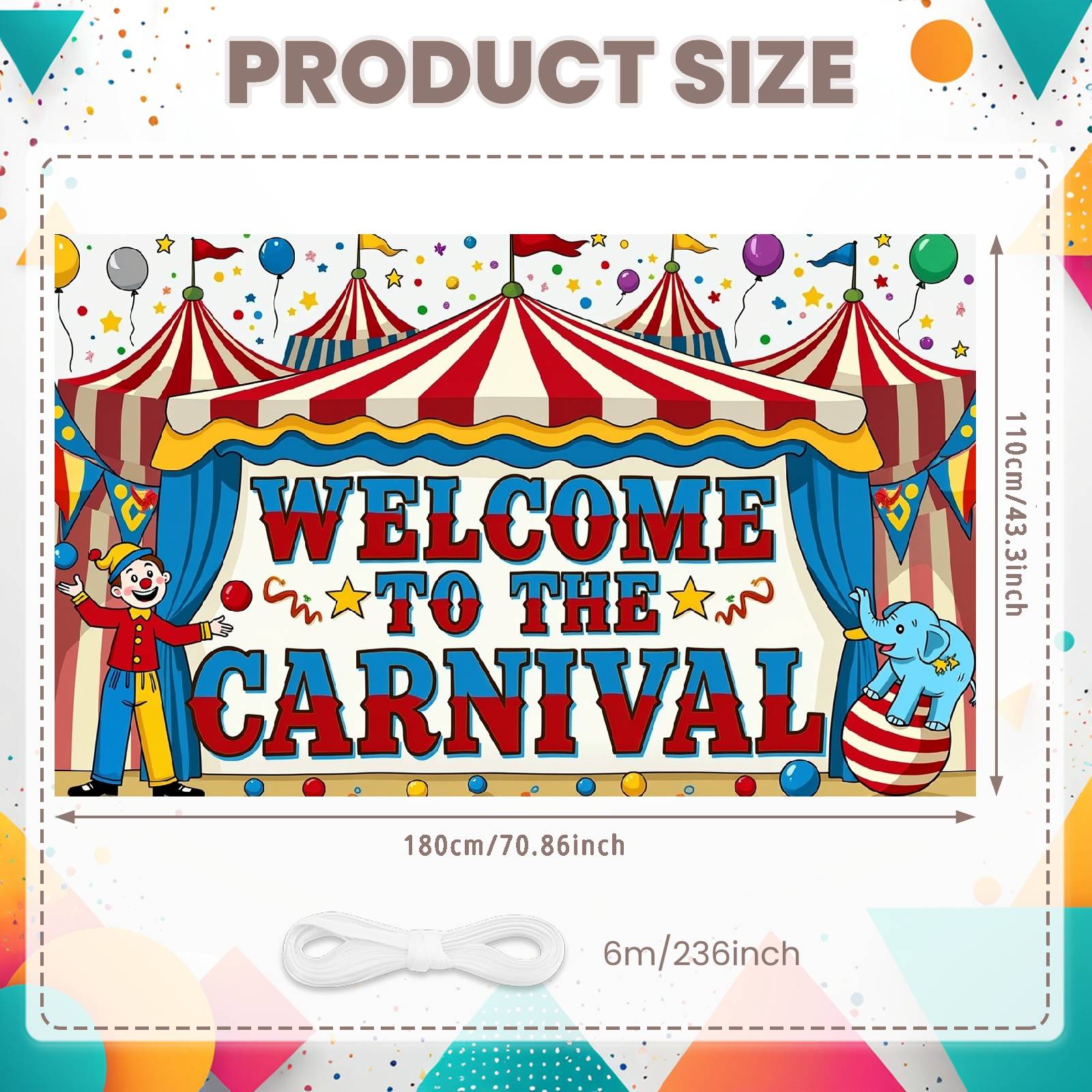 Welcome Carnival Backdrop Circus  Carnival Banner Circus Party Banner Elephant Circus Display For Carnival Party Indoor
