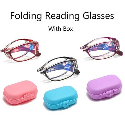 New Fashion Folding Reading Glasses Men Women Anti Blue Ray Anti-fatigue Full Frame Portable Eyeglasses With Original Box