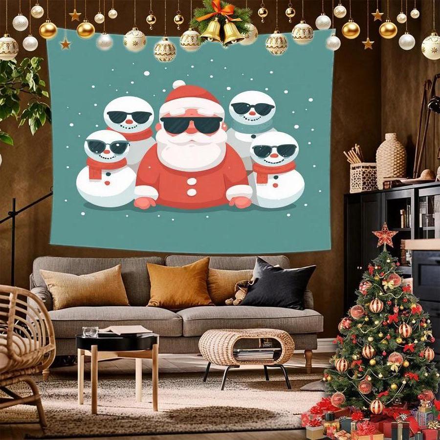 Christmas Gnome Tapestry Background Cloth Hanging Cloth Bedroom Bedside Decorative Wall Cloth Rental Dormitory Tapestry