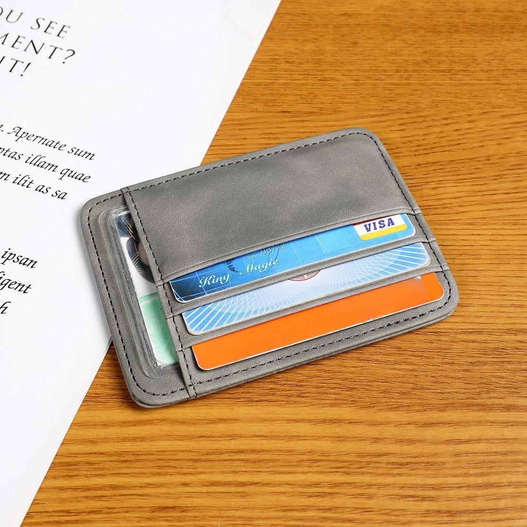 Multi-card Slot Solid Color Portable Leather Card Case Unisex Bank Credit Card ID Bus Card Holder Travel Organizer Wallets