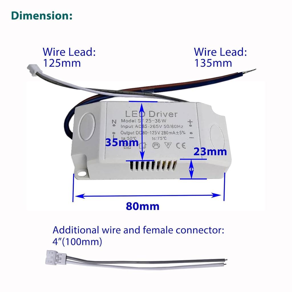 LED Driver 25-36W for Single Color Ceiling Strip Spot Light Module Panel, Replacement LED Starter Power Supply Adapter Transformer, Input AC85-265V