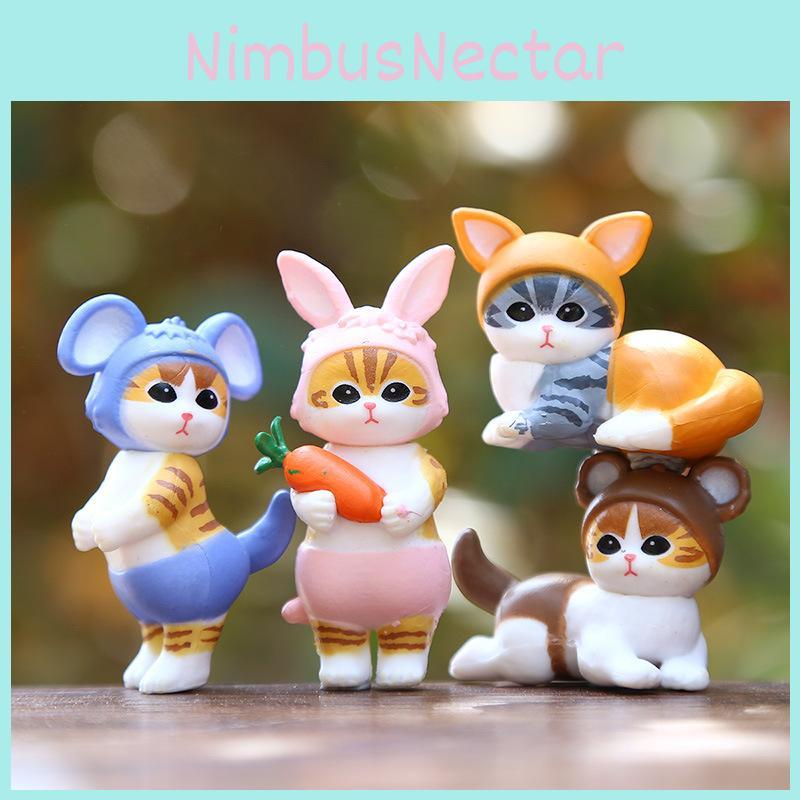 Cat Action Figure Model Collectible Toy With Bunny Ears Cute Animal Decor Gift