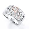 Rose Gold Two-Tone Zircon Pattern Ring For Women Elegant Sweet Fashion Luxury Light Luxury Design For Banquet