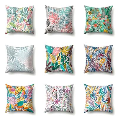 Home Bedroom Living Room Sofa Decoration Tropical Plant Rainbow Leaf Print Pattern Cushion Pillowcase