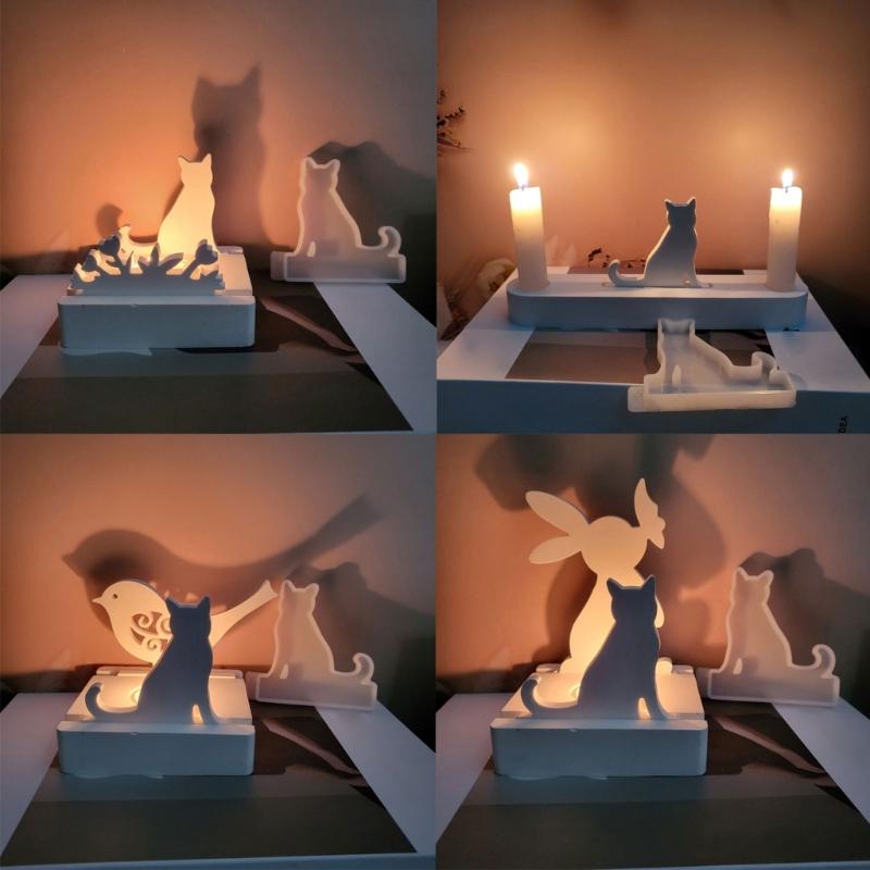Cats Resin Molds Dog Silicones Molds for Making Tealight Holder Decorations Holiday Gift Room Decorations DIY Craft