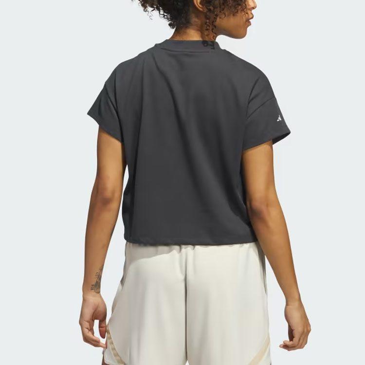 Adidas T Shirts Women's Black Crew Neck Moderate Straight Fit IJ5234