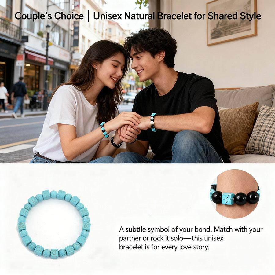 Noter Handmade Blue Bowlite Lava Obsidian Sustainable Stone Bracelet Men Women Couple Best Choice Perfect Gift Idea Beaded Joias