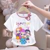 Children's Fairy Tale Witch Girls Group Bowtie Fashion Top - Summer Girls' Pure Cotton Short-Sleeved T-shirt