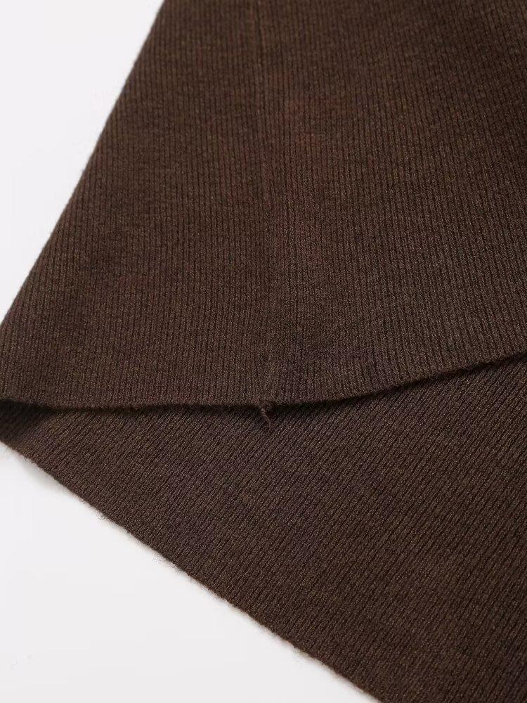 European & American Retro Knitted Sleeveless Long Dress with Women's Fashion Waist Belt - Autumn Collection