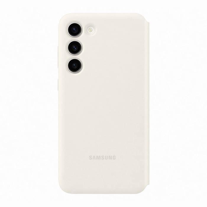 Coque et étui téléphone mobile samsung etui smart view avec porte-carte s23+ creme