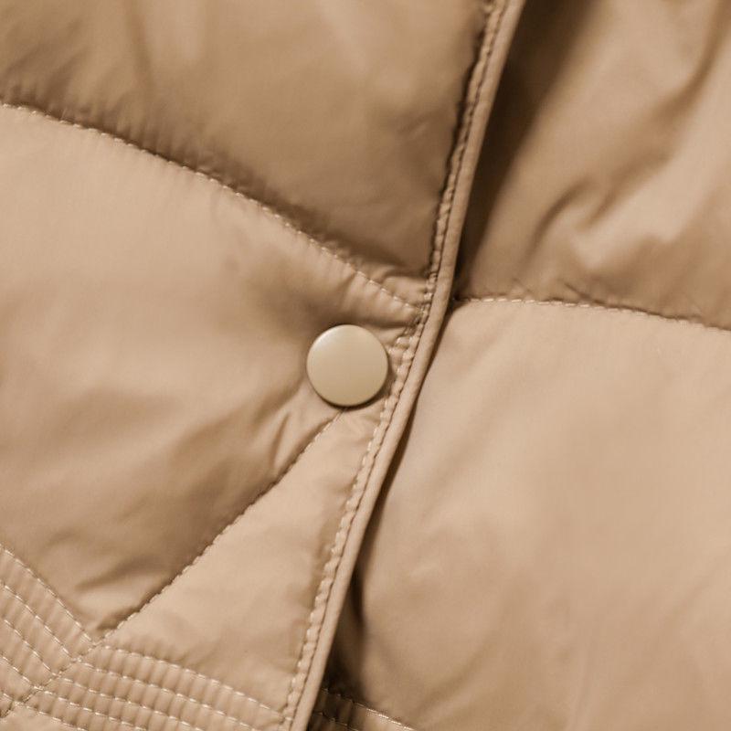 Korean Split Diamond Pattern Short Down Jacket with Stand-Up Collar