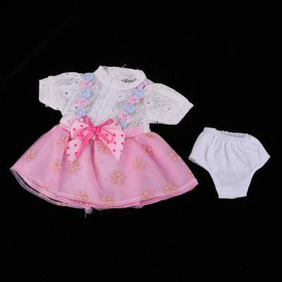 Fashion Doll Clothes Floral Dress with Underpants for 16inch Salon Doll Pink