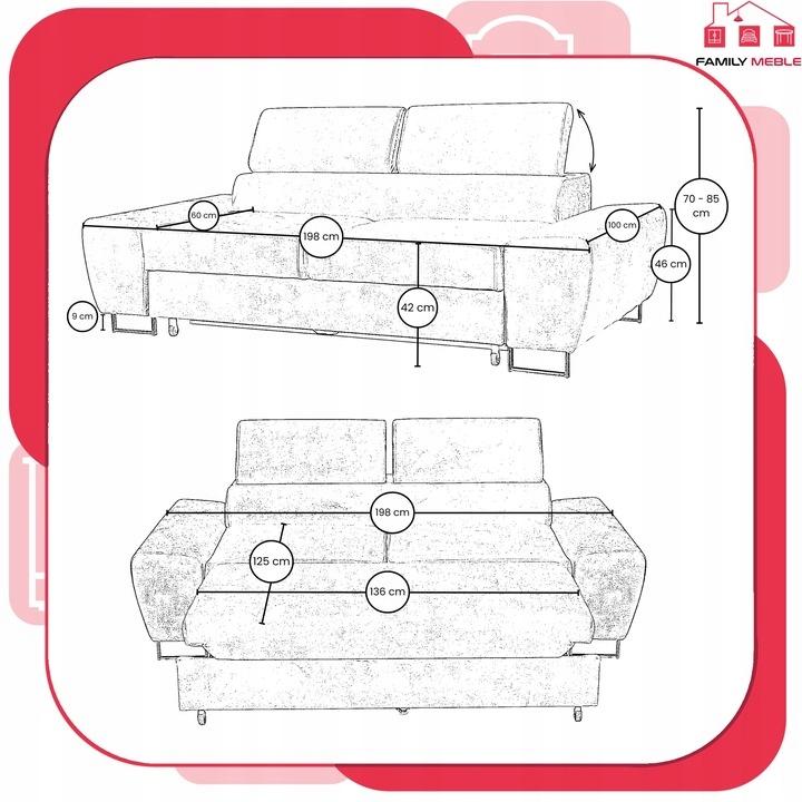 Sofa kanapa Bosso salon Family meble zielona welur reg zagłówek