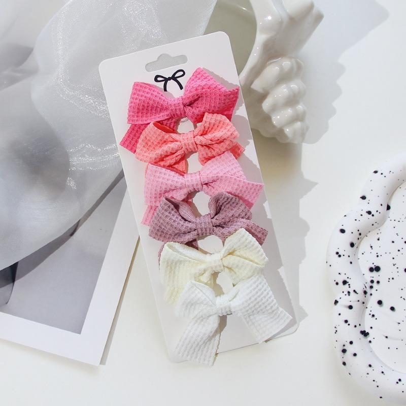 10Pcs/Set Solid Color Ribbon Kids Bows Hair Clips Baby Girls Handmade Bowknot Hairpin MiNi Barrettes Hair Tie Accessories