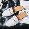 Men's Summer Casual Slip-On Leather Shoes - Large Size, Easy-On, Fashionable Half-Open Design