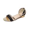 2025 Summer New Sandals Women's Fashion Student Bag Heel One-word Buckle Internet Celebrity Large Size Flat Sandals Women