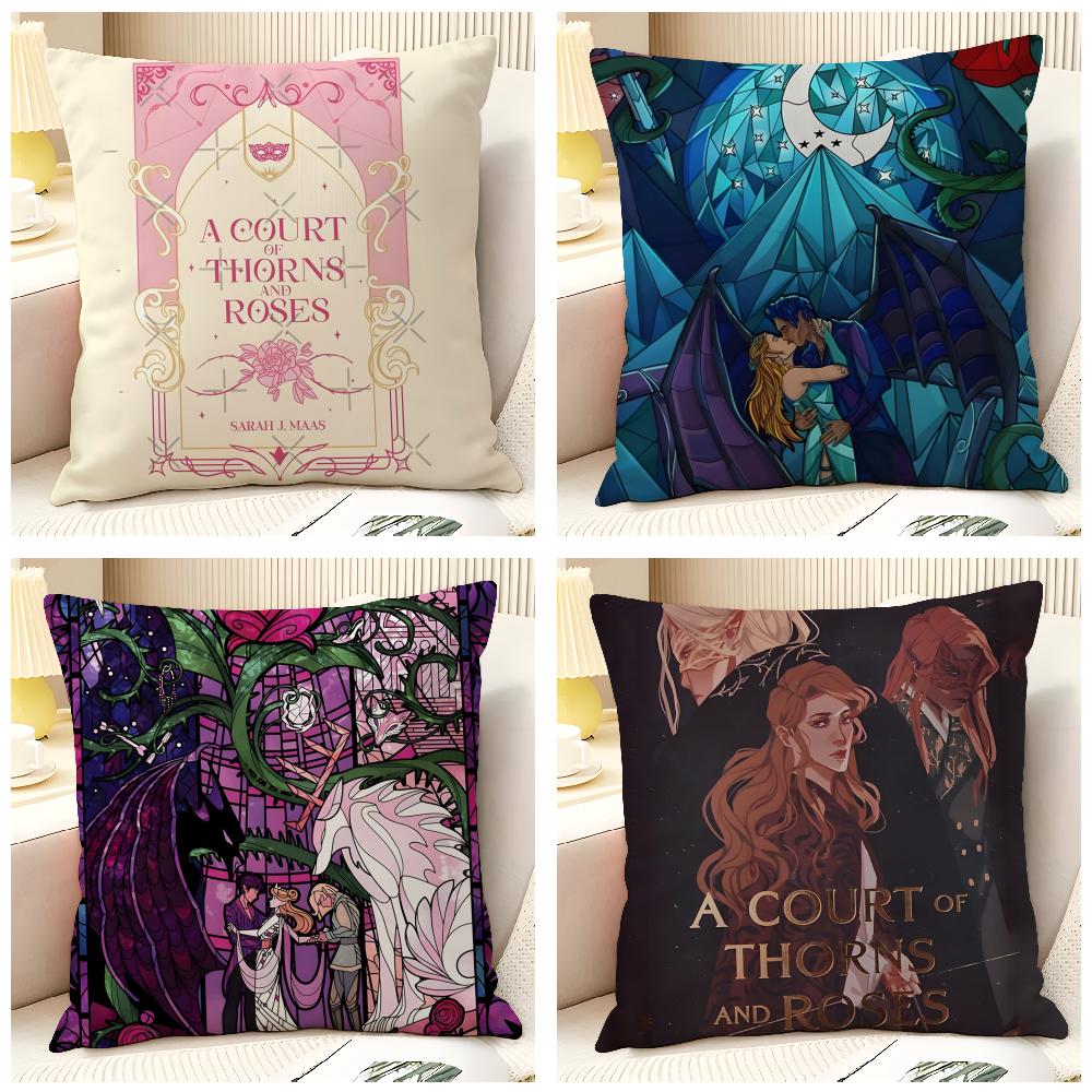 Fantasy Novel A-A Court Of Thorns And Roses 8 Natural Linen Pillow Case Double-Sided Decor Sofa Pillowcase Home Decor