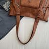 Fashionable PU Tote Bag Women's Multi Pocket Handbag with Adjustable Shoulder Strap Everyday Carry Bag