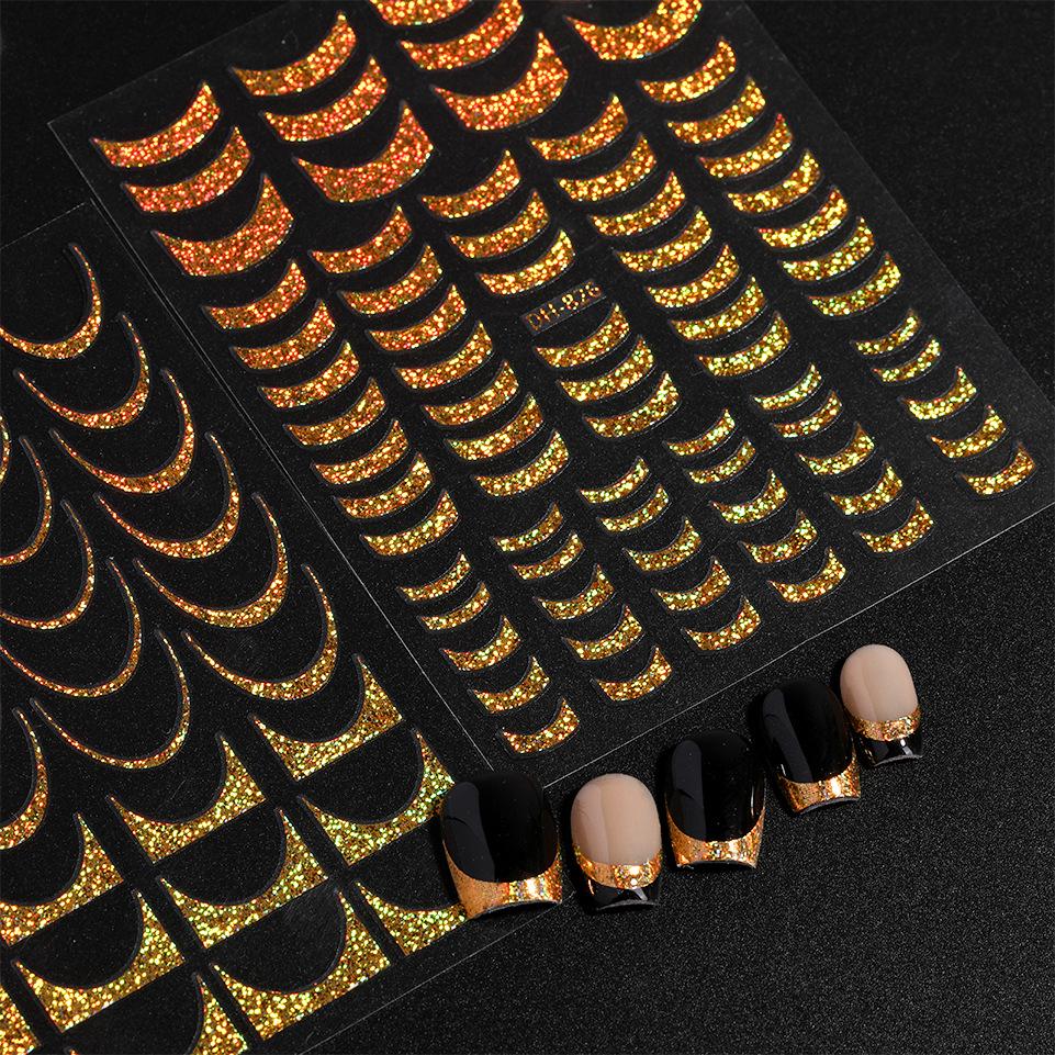 Self-Adhesive Gold & Silver Foil French Nail Stickers In Trendy DH Style