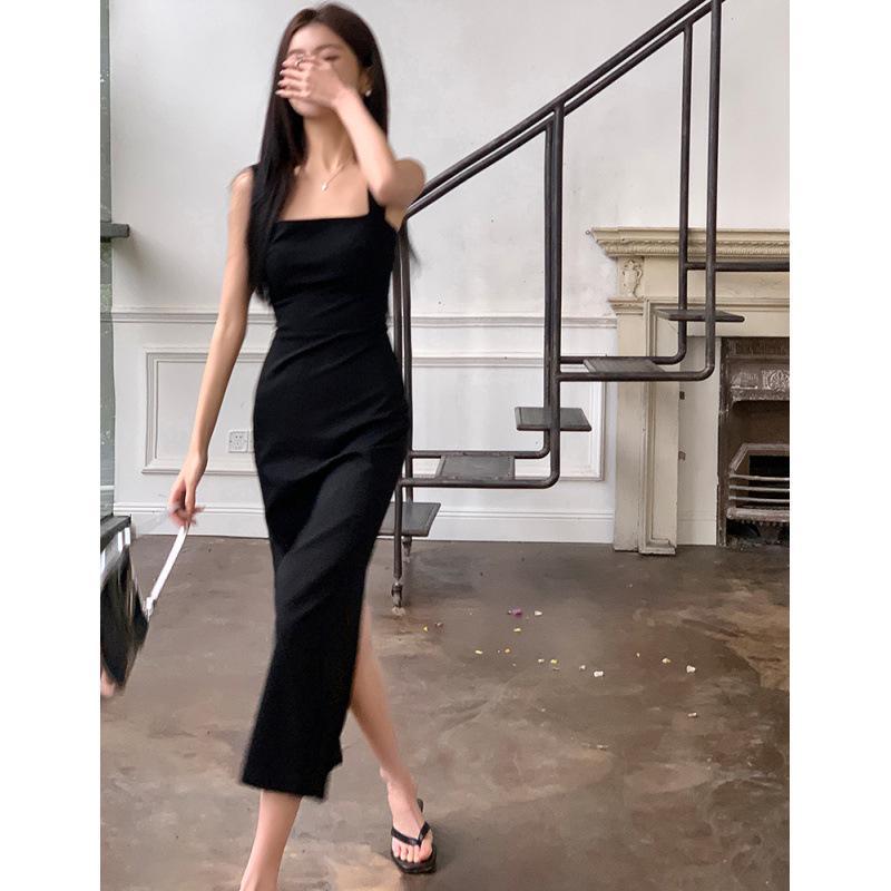2026 Frühjahr/Sommer Französische Silhouette Spaghettiträger Schlankmachendes Taillenbetontes Langes Kleid für Damen